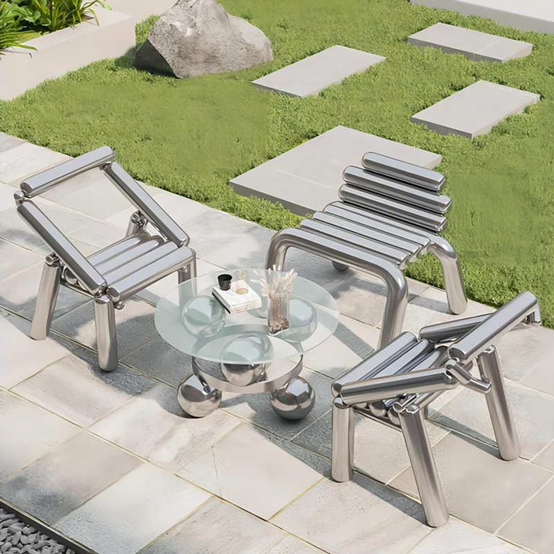 Outdoor Furniture Luxury - 스테인레스 스틸 의자 라이트 럭셔리 크리에이티브