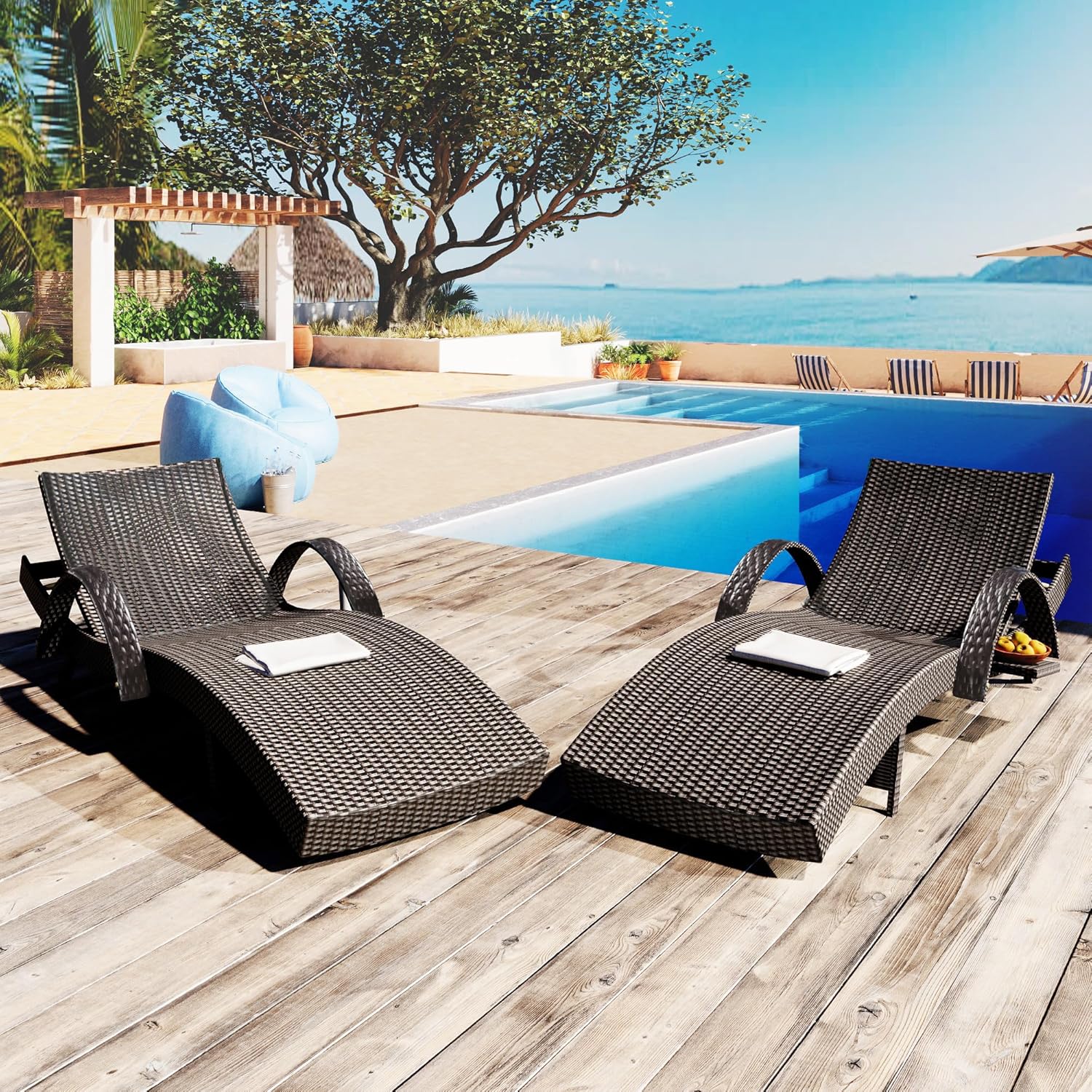 Outdoor Furniture Recliner Set - 80인치 조절 가능한 리클라이닝 셰즈 라운지