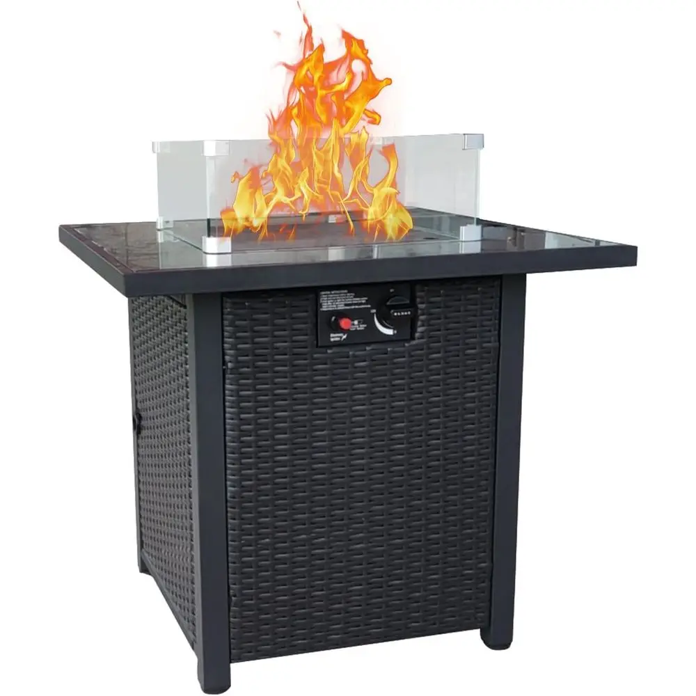 Outdoor Furniture Fire Table - 야외용 위커 가구 세트, 플러시 쿠션이
