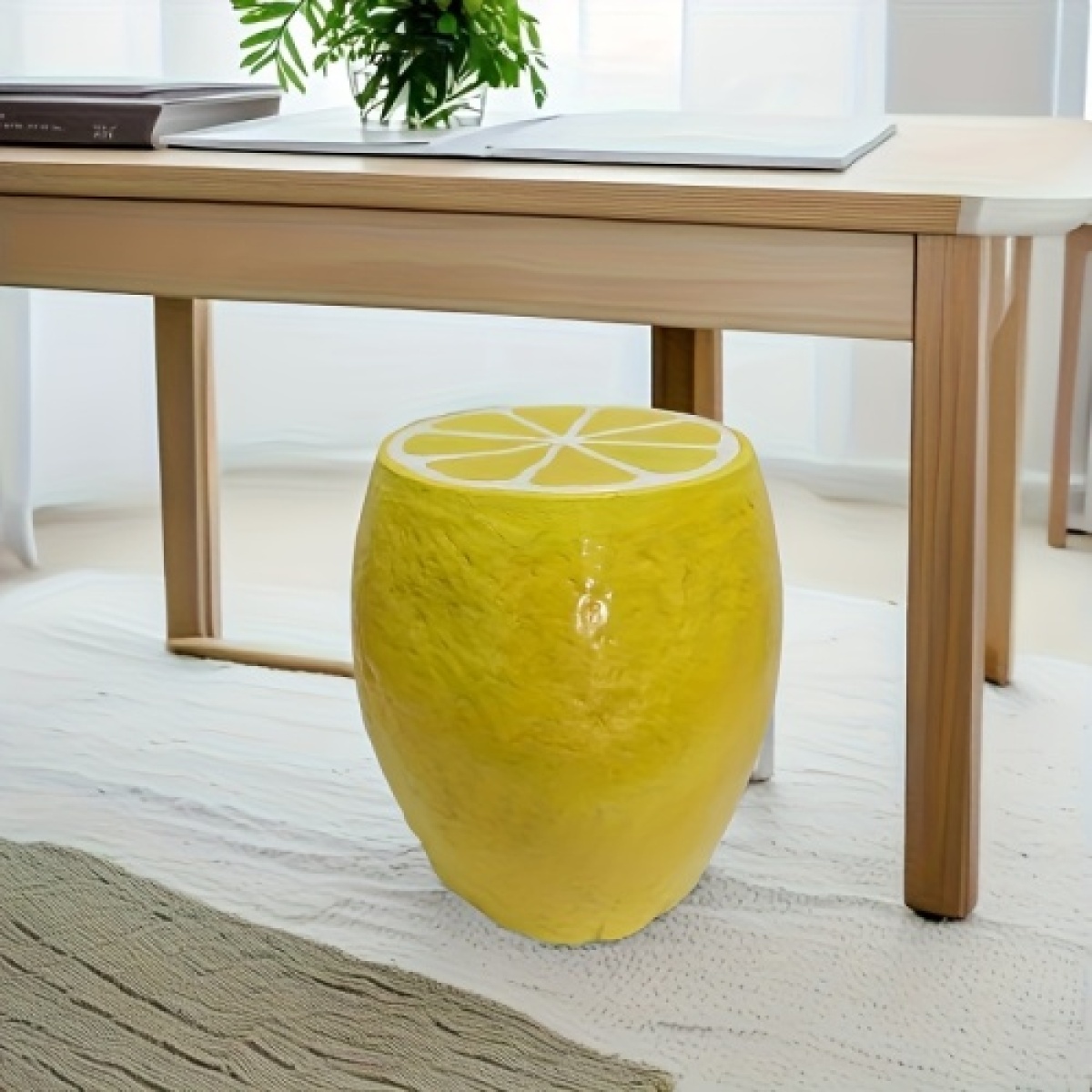Outdoor Furniture Yellow - 옐로우 레몬 과일 스툴, 14인치 대형