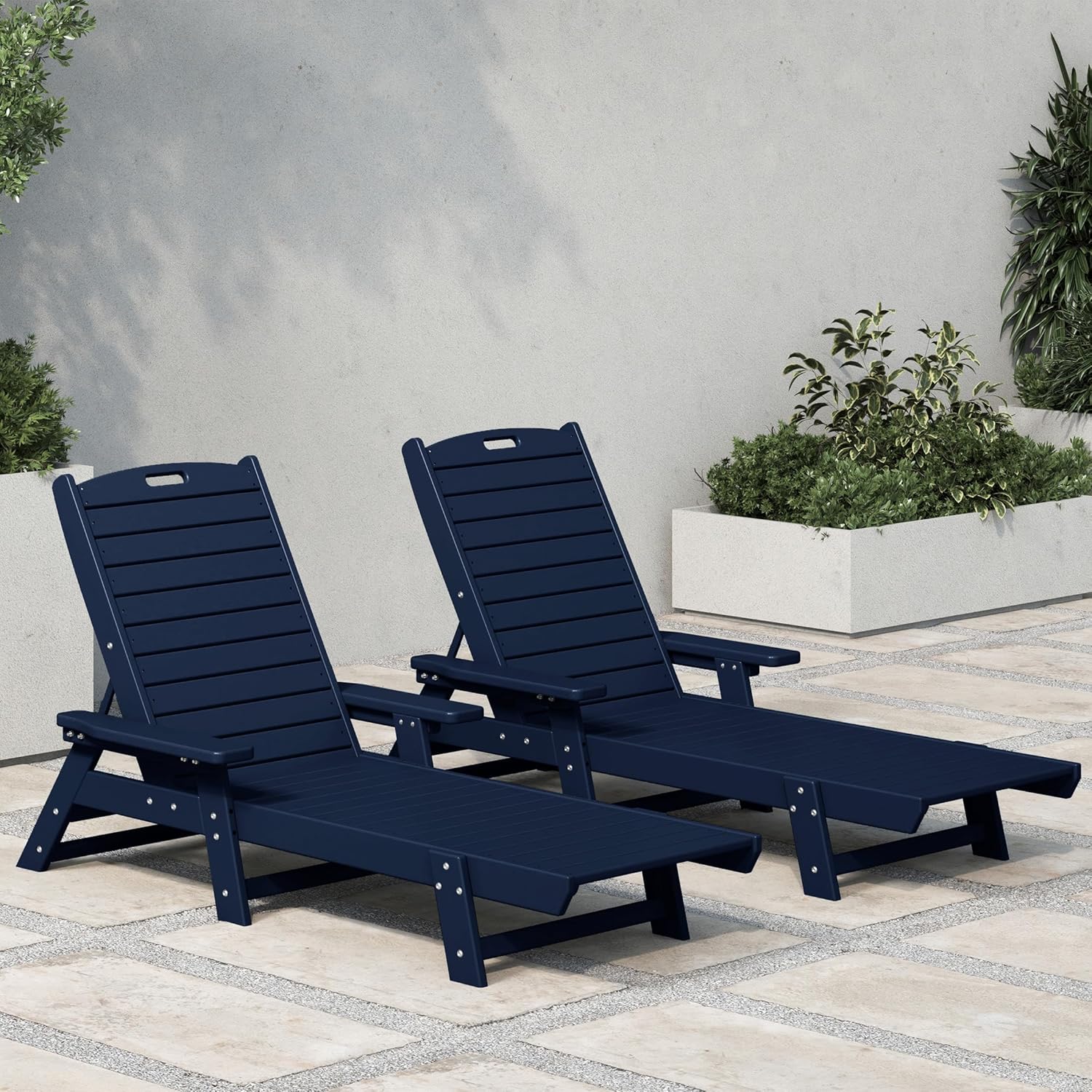 Outdoor Furniture Recliner Set - 말리부 폴리 리클라이닝 긴 의자 라운지(2개