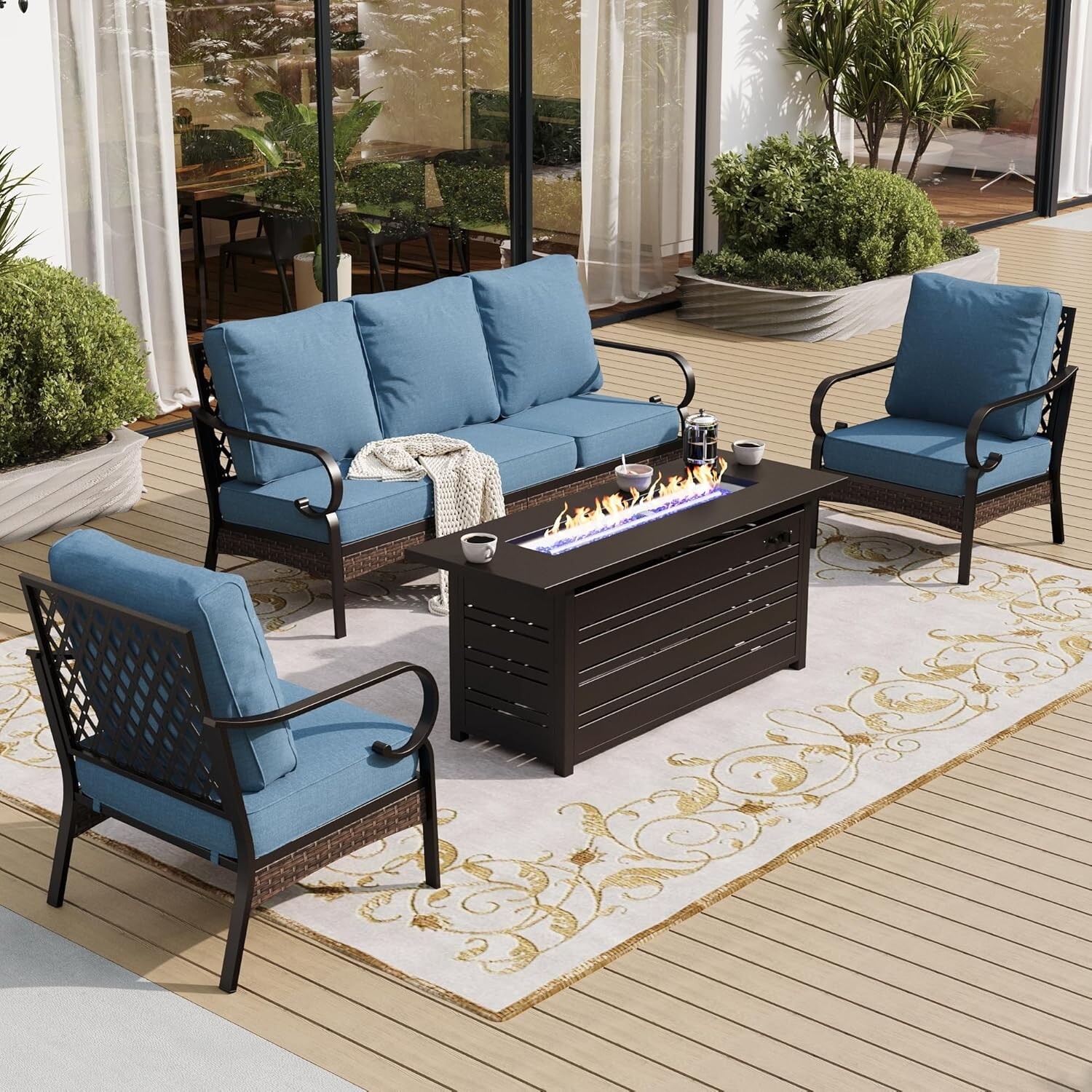 Outdoor Furniture Fire Table - 야외 화덕 테이블 파티오 소파 의자