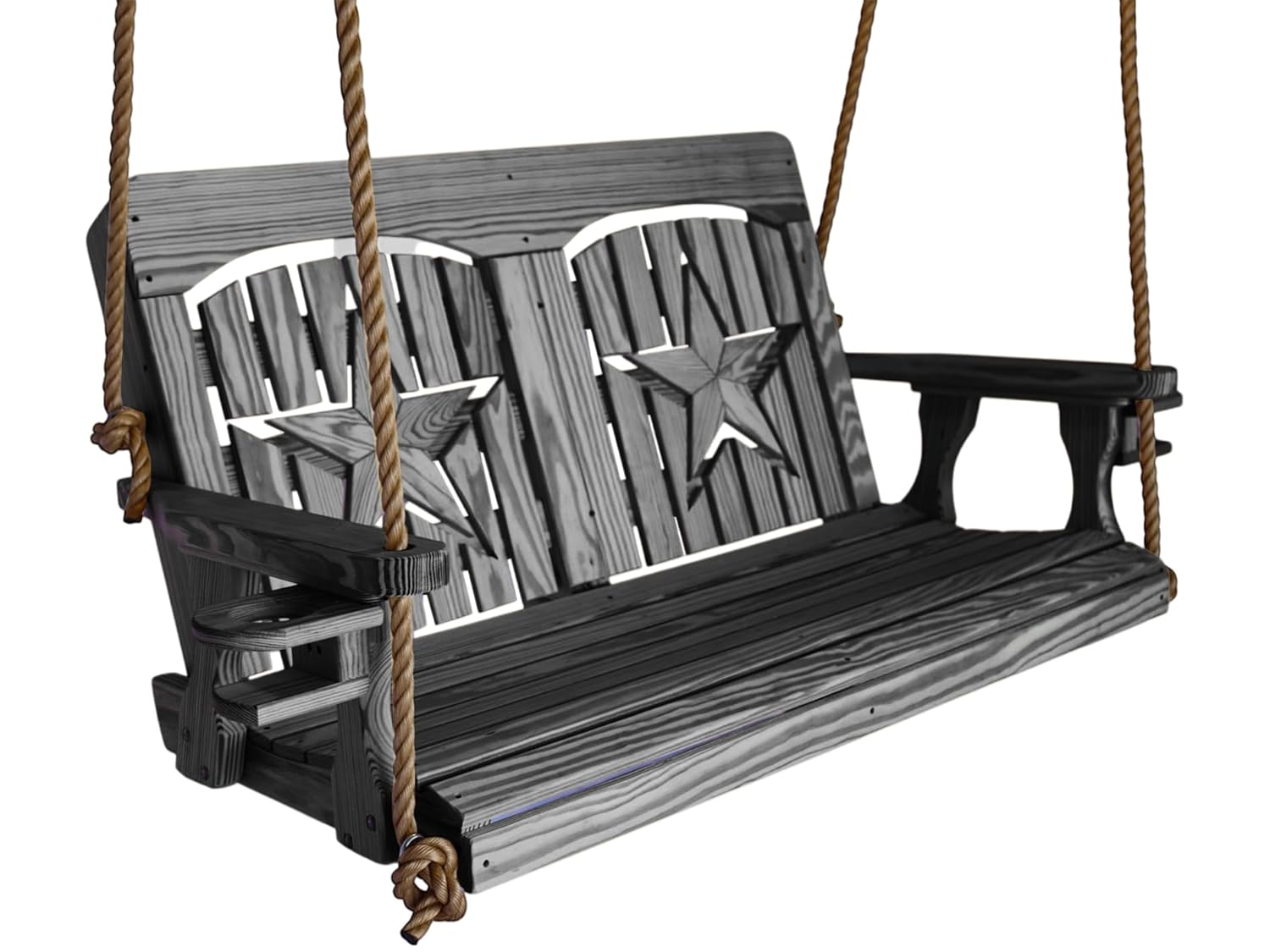 Outdoor Furniture Yellow - 4피트 검정색 로프 포치 스윙(컵홀더 포함),