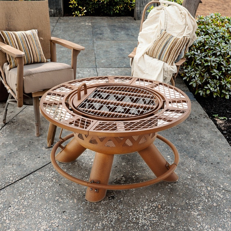 Outdoor Furniture Fire Table - 2026년형 모던 야외용 스틸 숯불 겸용