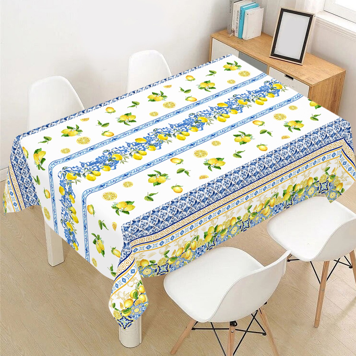 Outdoor Furniture Yellow - 노란색 레몬 줄무늬 직사각형 일회용 식탁보