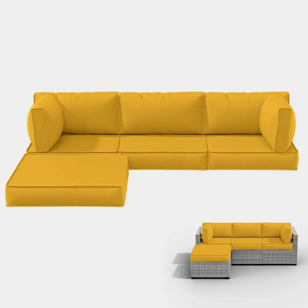 Outdoor Furniture Yellow - 5개의 쿠션으로 구성된 야외 파티오 가구