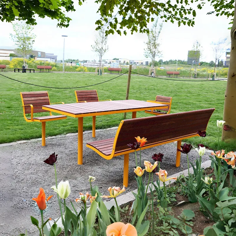 야외 공원 테이블 및 의자 세트 목재 레저용 조합 정원 - Outdoor Furniture Yellow 리뷰 및 가격