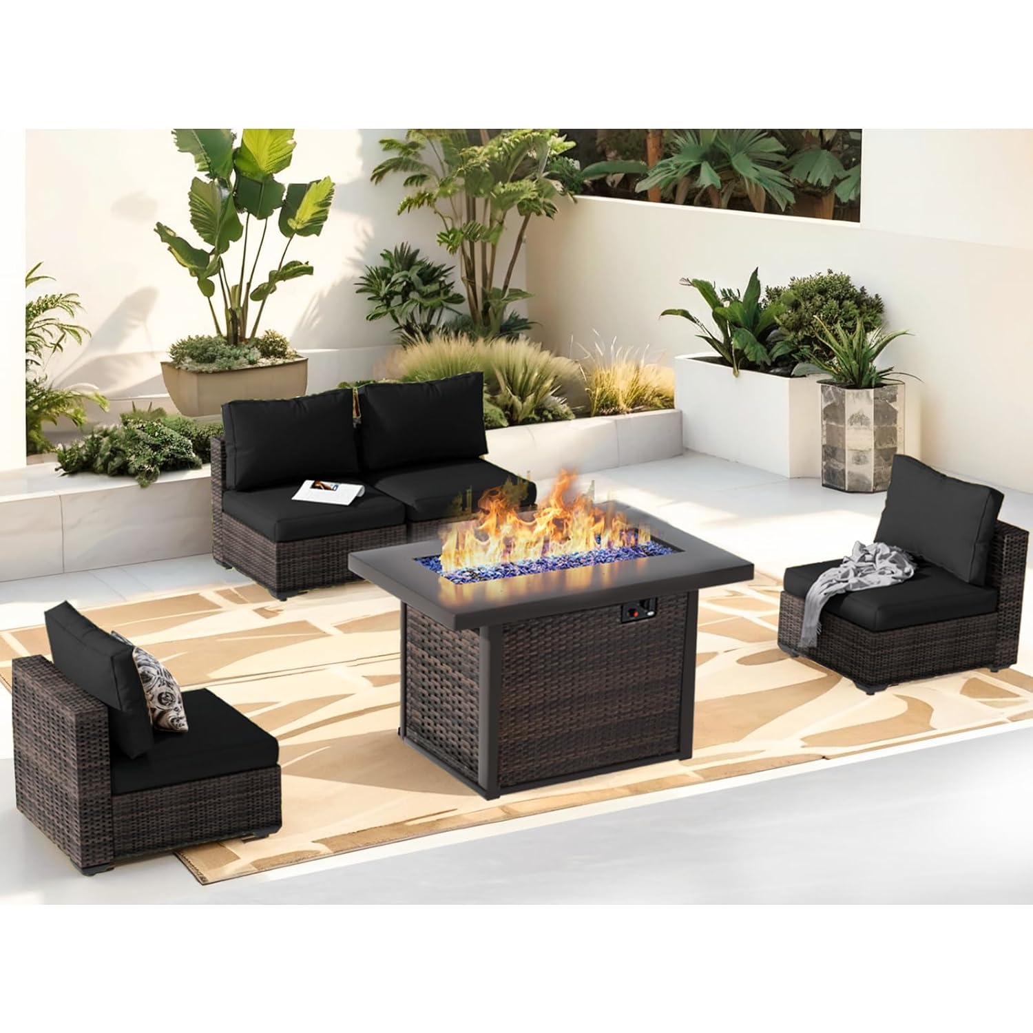 야외용 섹셔널 가구, 5피스 파티오 가구 세트(42인치 - Outdoor Furniture Fire Table 리뷰 및 가격