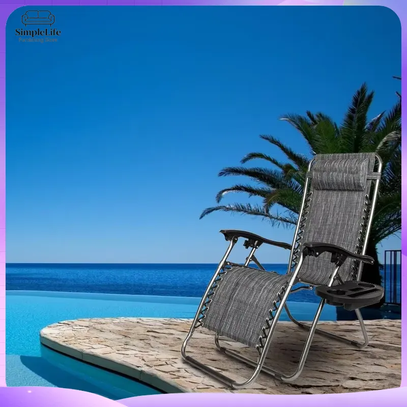무중력 의자, 조절 가능한 접이식 라운지 의자, 회색  - Deck Chair Lounger 리뷰 및 가격