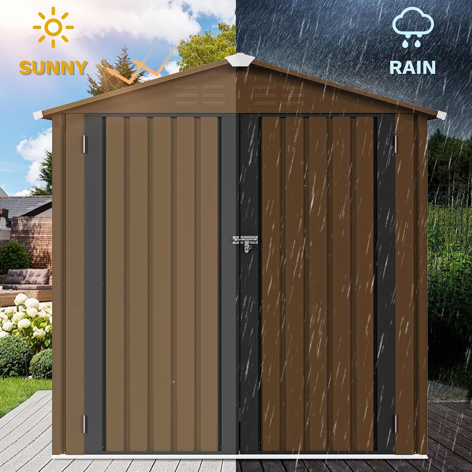 6x4피트 금속 야외 보관함, 방수 공구 보관함, 잠금 - Outdoor Furniture Waterproof 리뷰 및 가격