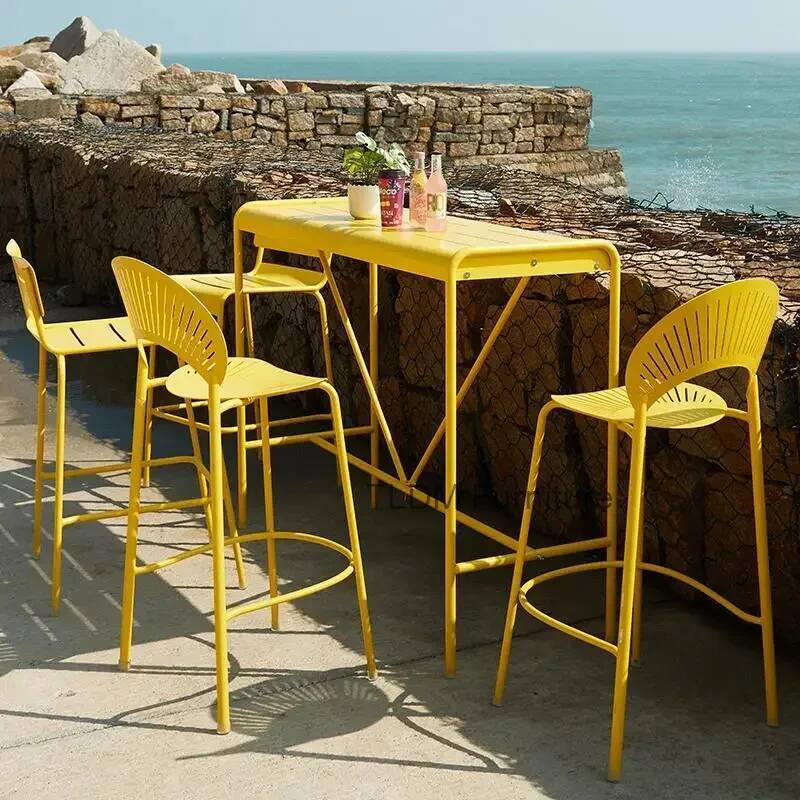 노란색 산업 바 의자 북유럽 야외 미니멀리스트 현대 높 - Outdoor Furniture Yellow 리뷰 및 가격