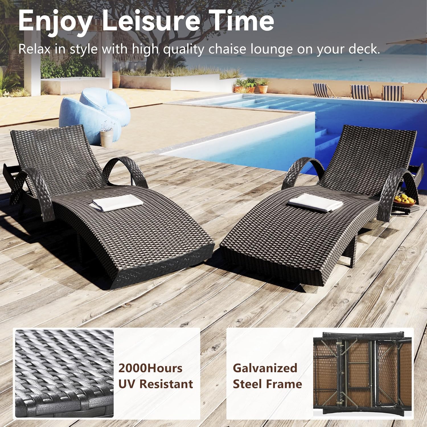 80인치 조절 가능한 리클라이닝 셰즈 라운지 세트 2개 - Outdoor Furniture Recliner Set 리뷰 및 가격