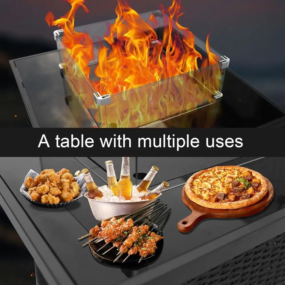 야외용 위커 가구 세트, 플러시 쿠션이 있는 라탄 섹셔 - Outdoor Furniture Fire Table 리뷰 및 가격