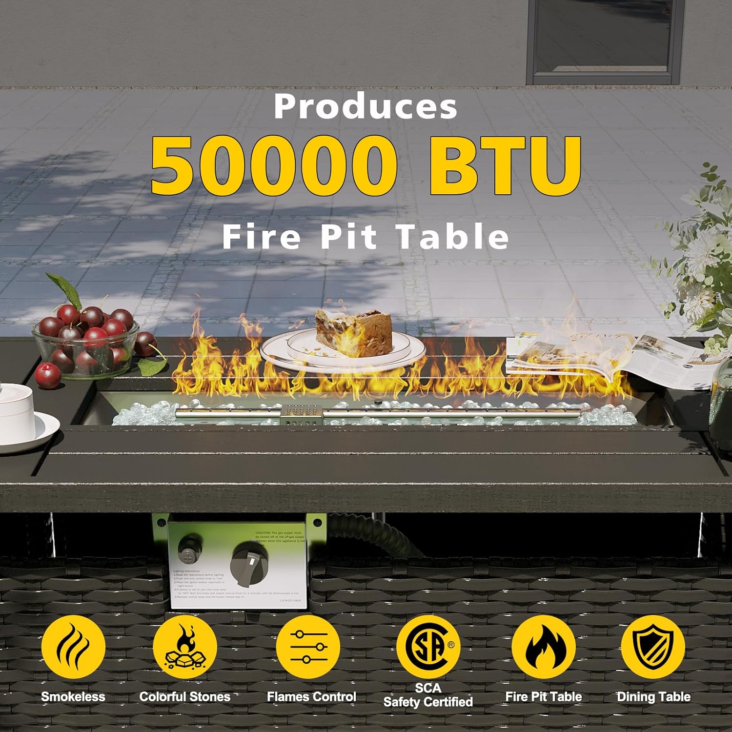 파티오 가구 세트(화덕 테이블 포함), 8피스 야외 섹 - Outdoor Furniture Fire Table 리뷰 및 가격