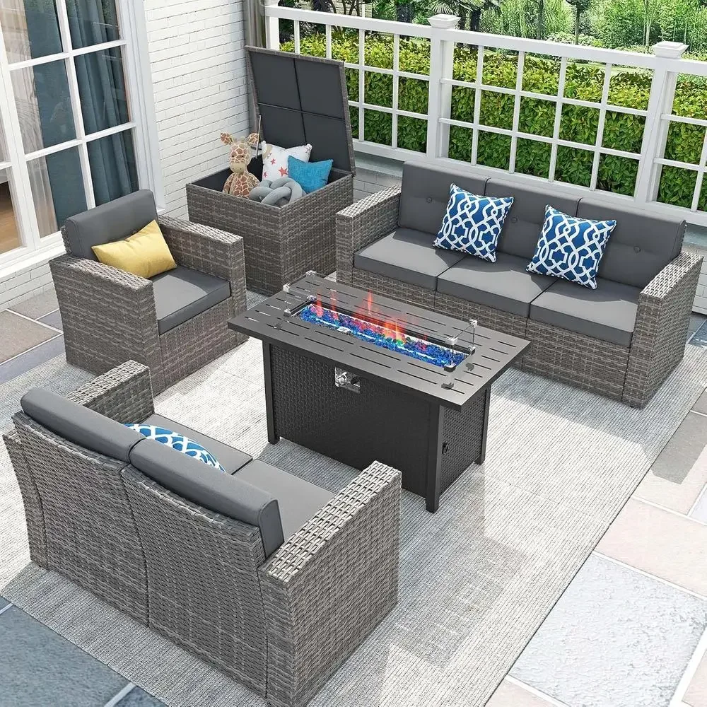 8피스 파티오 가구 세트(45인용 화덕 테이블 포함), - Outdoor Furniture Fire Table 리뷰 및 가격