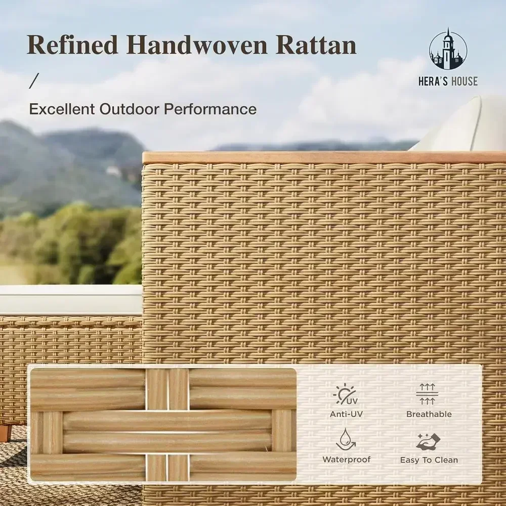 4인용 야외 위커 섹셔널 세트(화덕 테이블 포함), 노 - Outdoor Furniture Yellow 리뷰 및 가격