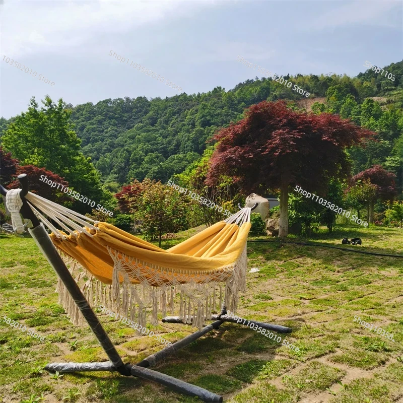 미니멀리스트 옐로우 태슬 더블 캔버스 해먹, 보헤미안  - Outdoor Furniture Yellow 리뷰 및 가격