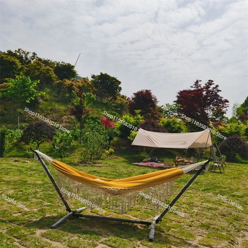 미니멀리스트 옐로우 태슬 더블 캔버스 해먹, 보헤미안  - Outdoor Furniture Yellow 리뷰 및 가격