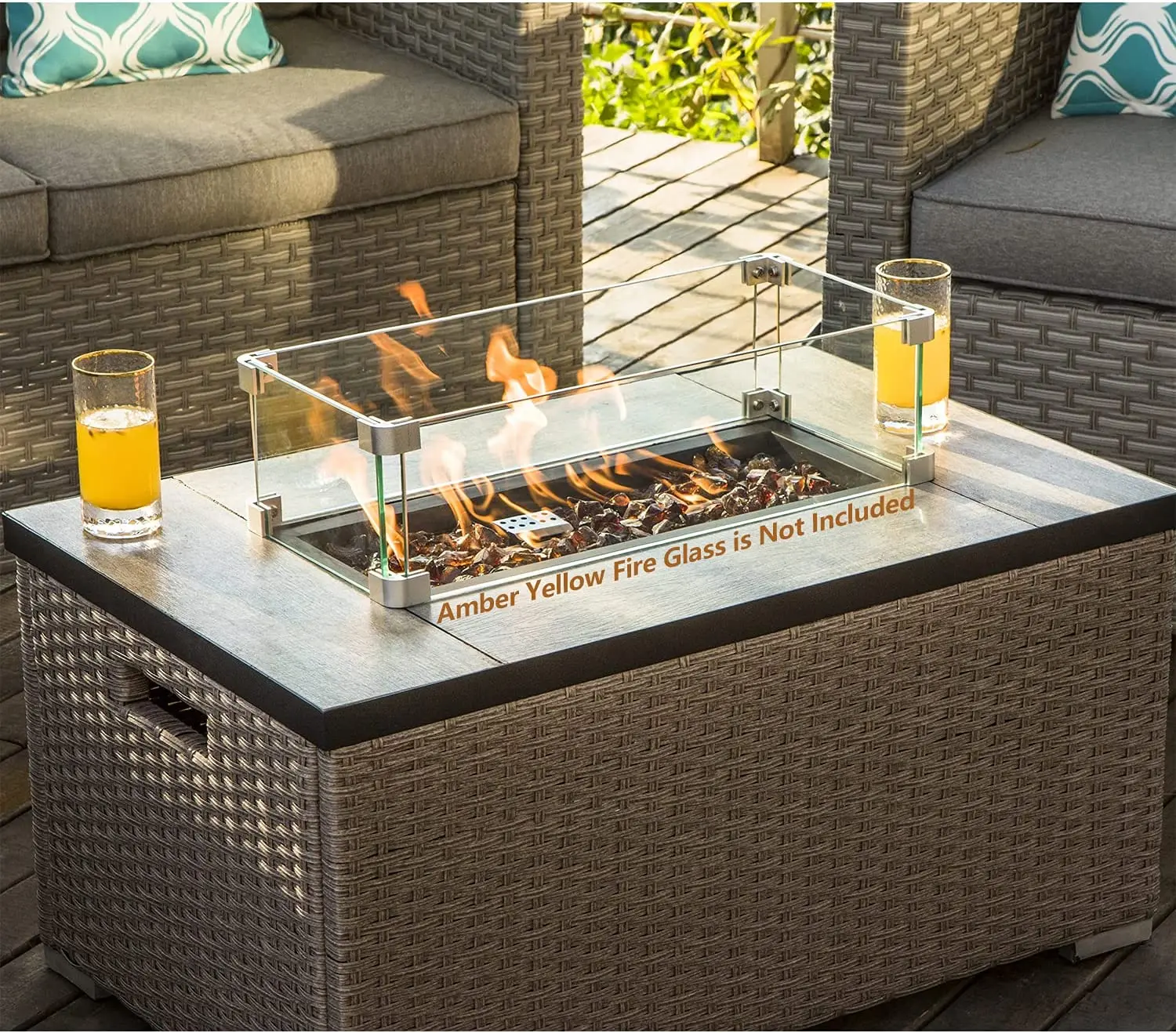 야외 가구 5피스 위커 섹셔널 소파 가스 화덕 파티오  - Outdoor Furniture Fire Table 리뷰 및 가격