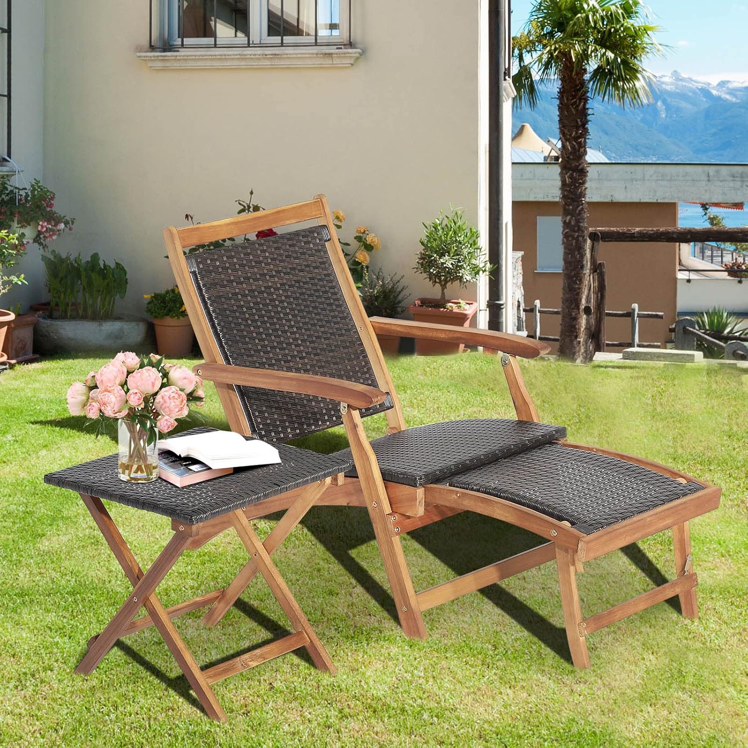 접이식 야외 파티오 라운지 의자 및 사이드 테이블 세트 - Outdoor Furniture Recliner Set 리뷰 및 가격