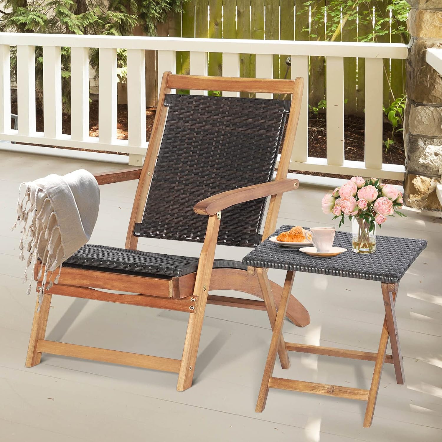 접이식 야외 파티오 라운지 의자 및 사이드 테이블 세트 - Outdoor Furniture Recliner Set 리뷰 및 가격