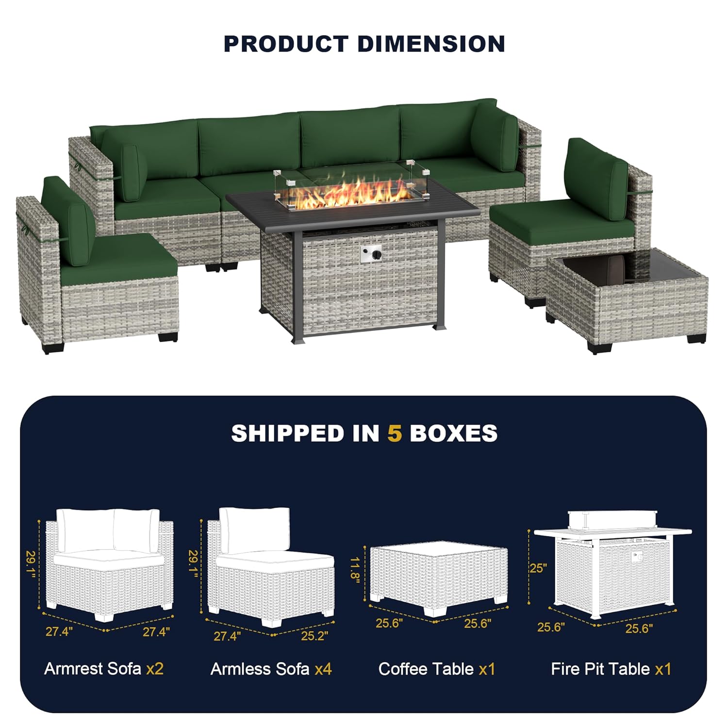 8피스 야외 파티오 가구 세트(55,000 BTU 화덕 - Outdoor Furniture Fire Table 리뷰 및 가격