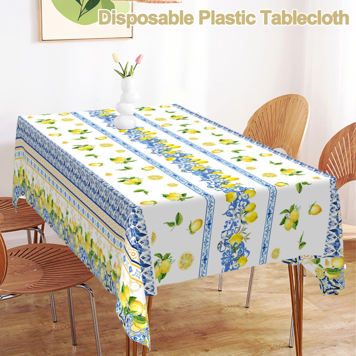 노란색 레몬 줄무늬 직사각형 일회용 식탁보 파티 테이블 - Outdoor Furniture Yellow 리뷰 및 가격