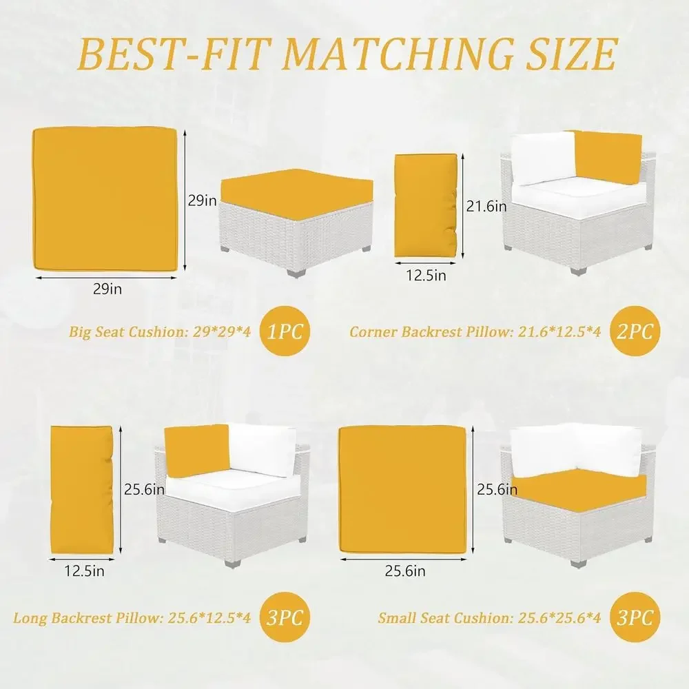 5개의 쿠션으로 구성된 야외 파티오 가구 쿠션, 4인용 - Outdoor Furniture Yellow 리뷰 및 가격