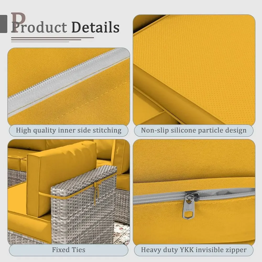5개의 쿠션으로 구성된 야외 파티오 가구 쿠션, 4인용 - Outdoor Furniture Yellow 리뷰 및 가격